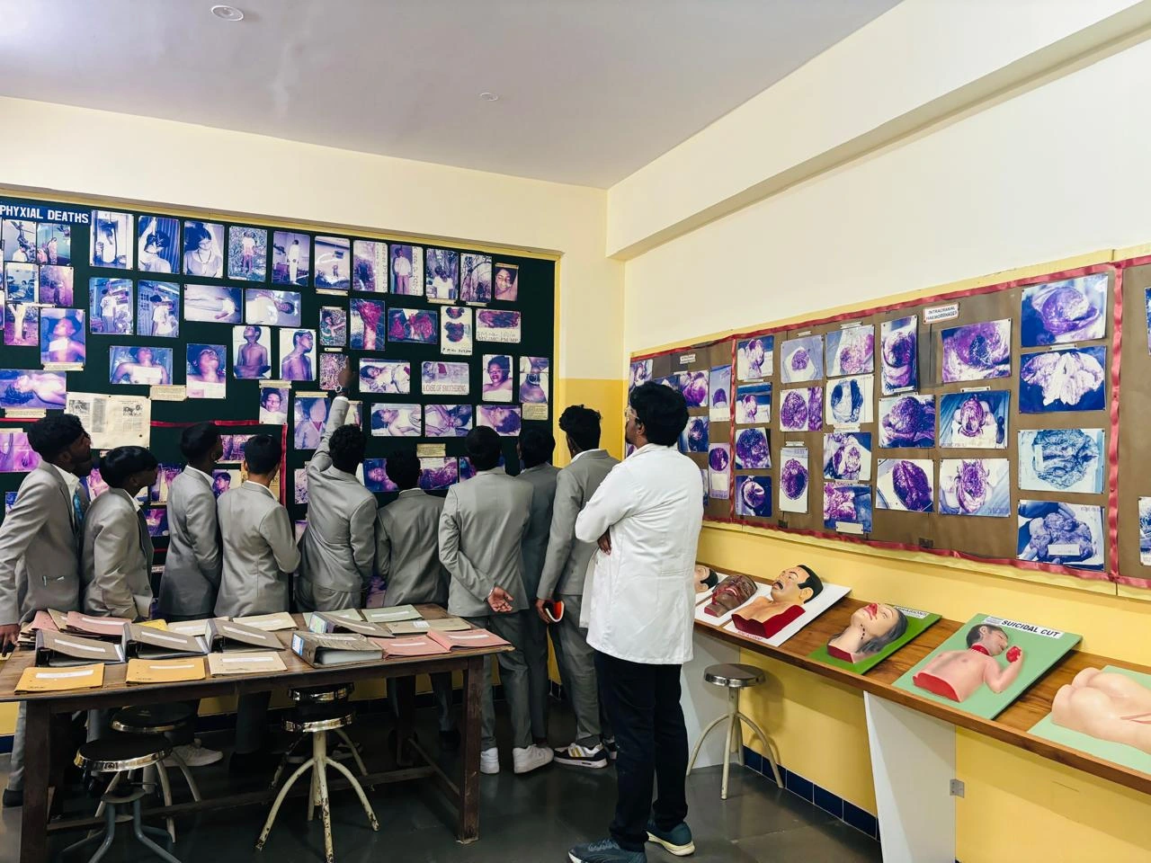 MVJ students exploring an academic exhibition with project displays